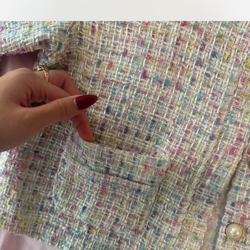 Stylish Multicolor Tweed Jacket - Picture 4 of 4
